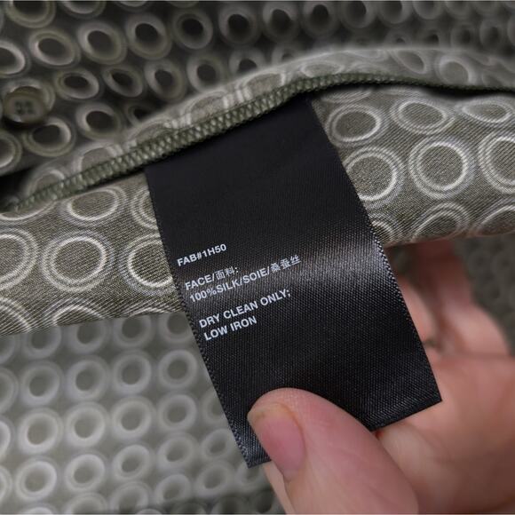 Lafayette 148 New York Diana Green Tie Neck Printed Silk Blouse Size S - Picture 7 of 8